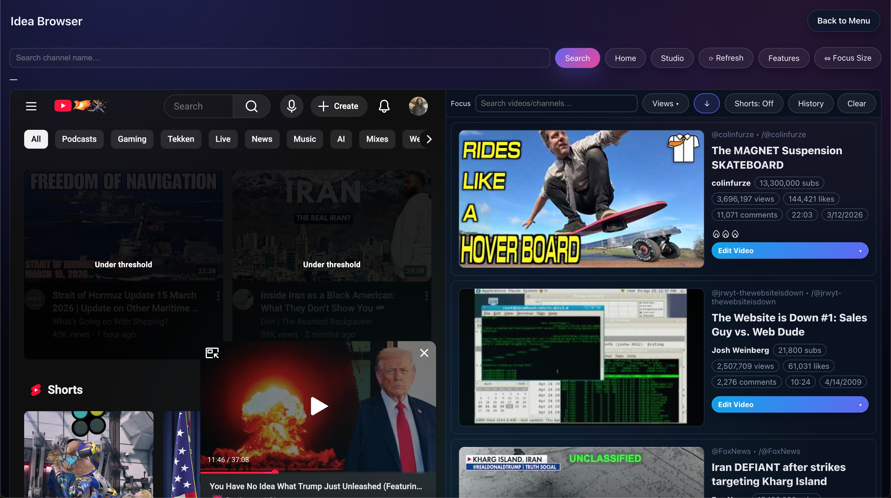 Screenshot: Idea Browser