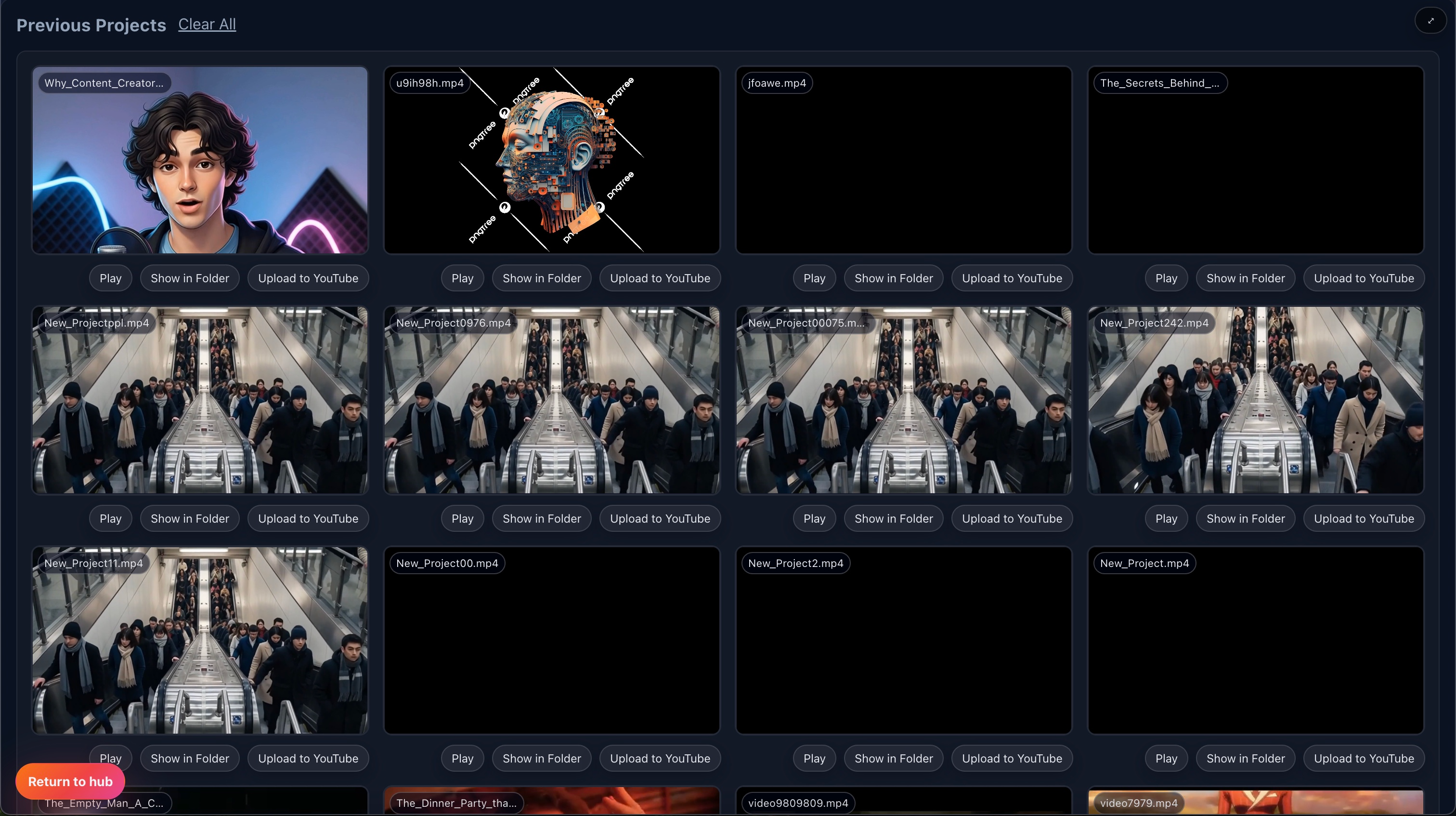 Screenshot: Projects Hub