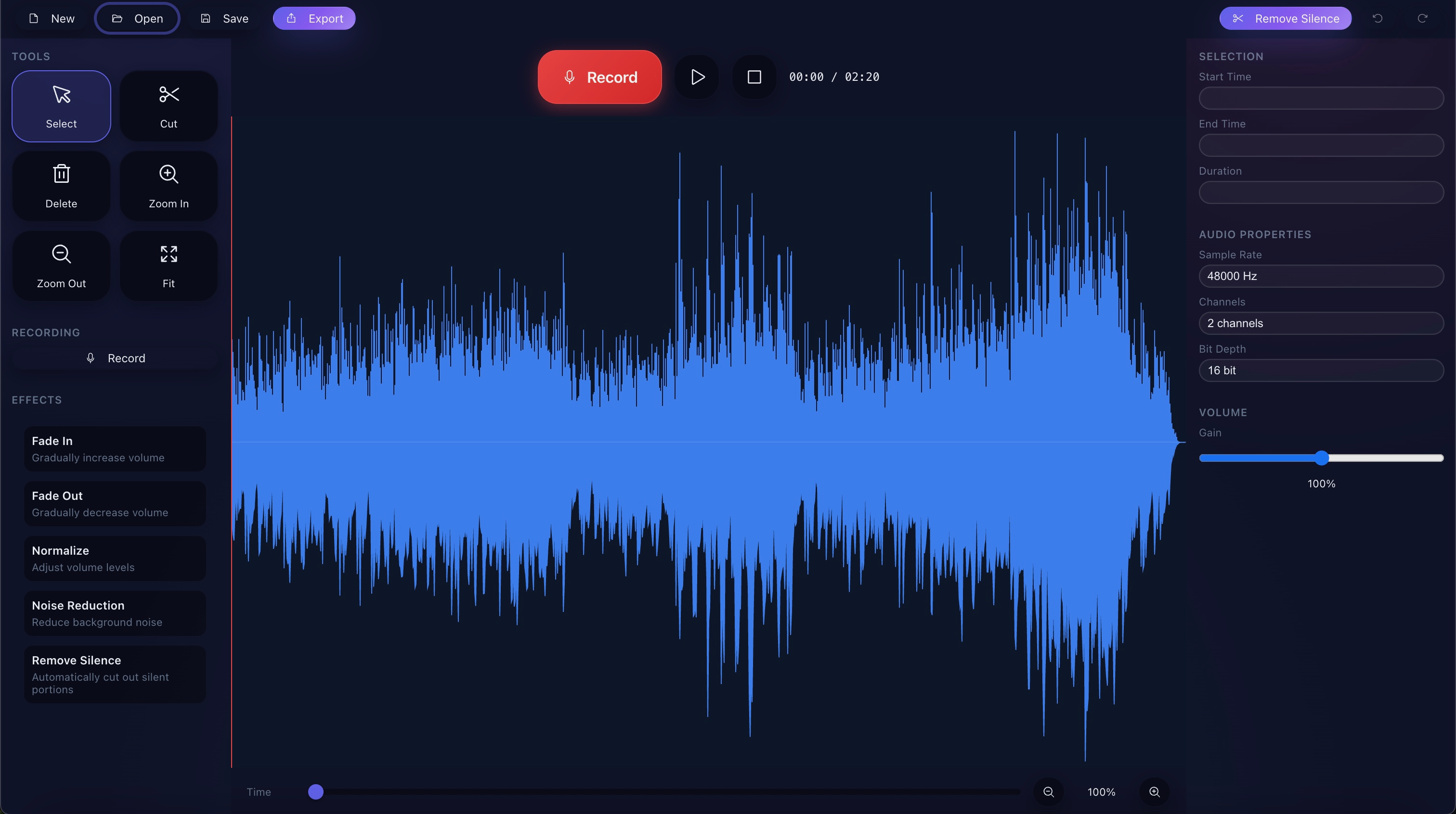 Screenshot: Voice & Audio Editor